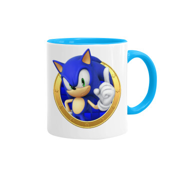 Sonic the hedgehog, Κούπα χρωματιστή γαλάζια, κεραμική, 330ml