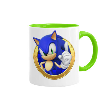 Sonic the hedgehog, Mug colored light green, ceramic, 330ml
