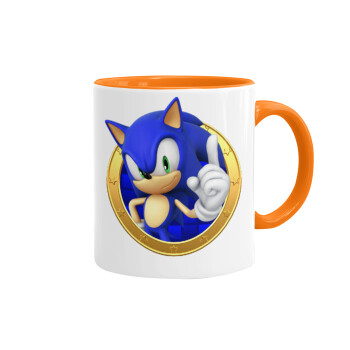 Sonic the hedgehog, Κούπα χρωματιστή πορτοκαλί, κεραμική, 330ml