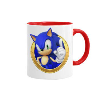 Sonic the hedgehog, Κούπα χρωματιστή κόκκινη, κεραμική, 330ml