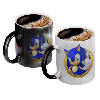 Sonic the hedgehog, Color changing magic Mug, ceramic, 330ml when adding hot liquid inside, the black colour desappears (1 pcs)