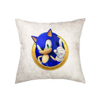 Sonic the hedgehog, Μαξιλάρι καναπέ Δερματίνη Γκρι 40x40cm με γέμισμα