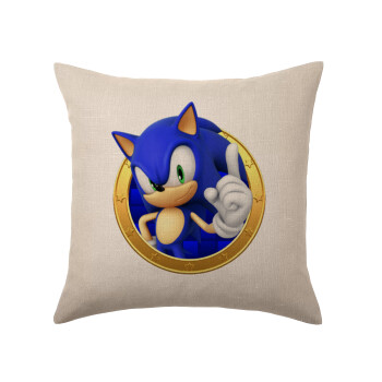 Sonic the hedgehog, Μαξιλάρι καναπέ ΛΙΝΟ 40x40cm περιέχεται το  γέμισμα
