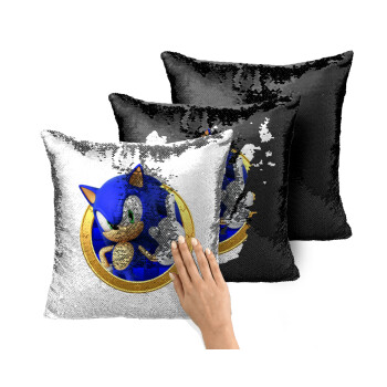 Sonic the hedgehog, Μαξιλάρι καναπέ Μαγικό Μαύρο με πούλιες 40x40cm περιέχεται το γέμισμα