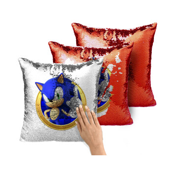Sonic the hedgehog, Μαξιλάρι καναπέ Μαγικό Κόκκινο με πούλιες 40x40cm περιέχεται το γέμισμα