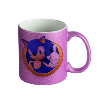 Sonic the hedgehog, Κούπα Μωβ Glitter που γυαλίζει, κεραμική, 330ml