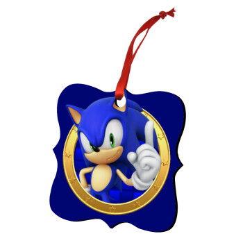 Sonic the hedgehog, Χριστουγεννιάτικο στολίδι polygon ξύλινο 7.5cm