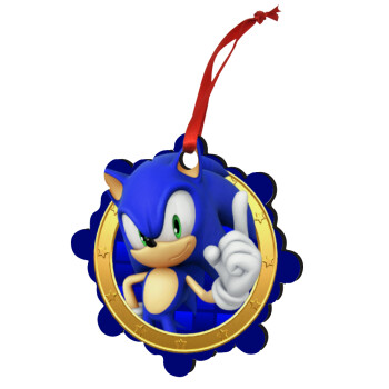 Sonic the hedgehog, Christmas ornament snowflake wooden 7.5cm