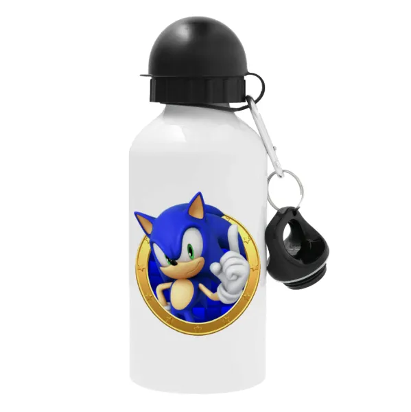 Sonic the hedgehog — Metal water bottle, White, aluminum 500ml