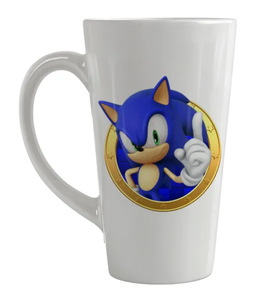 Sonic the hedgehog — Large tapered latte mug, ceramic, 450ml