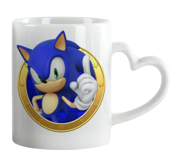 Sonic the hedgehog — Mug heart handle, ceramic, 330ml