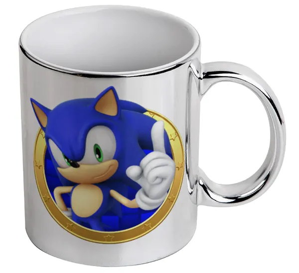 Sonic the hedgehog — Κούπα κεραμική, ασημένια καθρέπτης, 330ml