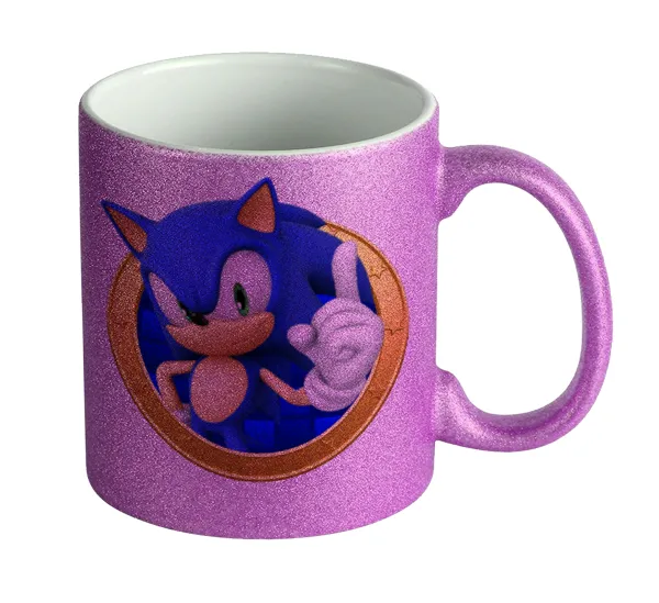 Sonic the hedgehog — Κούπα Μωβ Glitter που γυαλίζει, κεραμική, 330ml