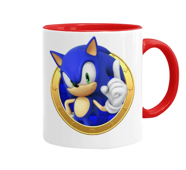 Sonic the hedgehog — Κούπα χρωματιστή κόκκινη, κεραμική, 330ml