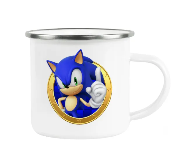 Sonic the hedgehog — Κούπα Μεταλλική εμαγιέ λευκη 360ml