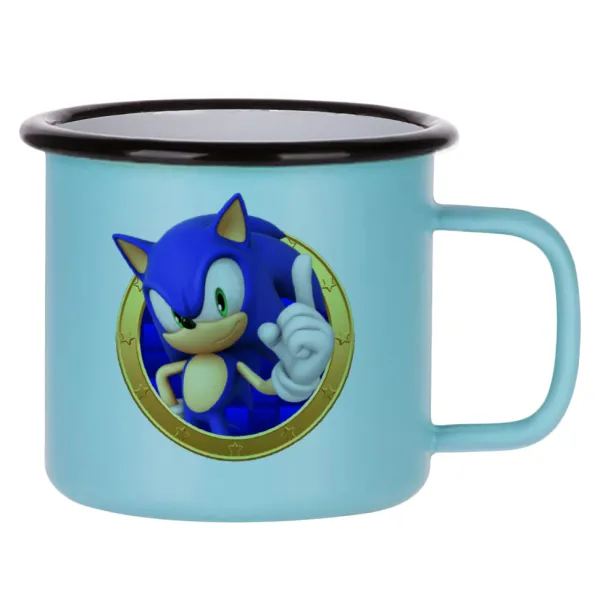 Sonic the hedgehog — Metal enamel mug, matte light blue, 360ml