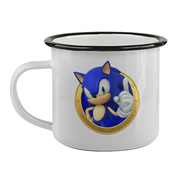 Sonic the hedgehog — Κούπα εμαγιέ με μαύρο χείλος 360ml