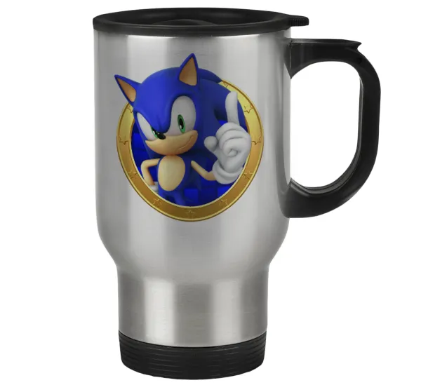 Sonic the hedgehog — Stainless steel travel mug with lid, double wall 450ml