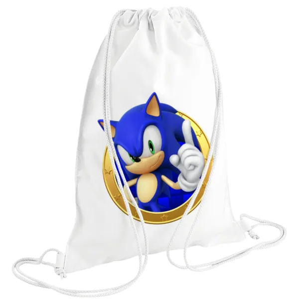 Sonic the hedgehog — Backpack pouch GYMBAG white (28x40cm)