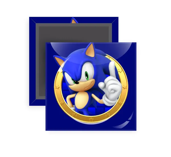 Sonic the hedgehog — Square fridge magnet, 5x5cm