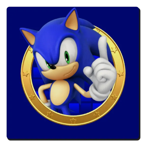 Sonic the hedgehog — Square wooden magnet, 6x6cm
