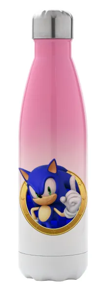 Sonic the hedgehog — Μεταλλικό παγούρι θερμός Ροζ/Λευκό (Stainless steel), διπλού τοιχώματος, 500ml