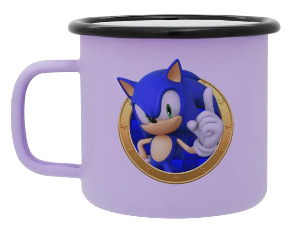 Sonic the hedgehog — Metal enamel mug, matte light pastel purple, 360ml