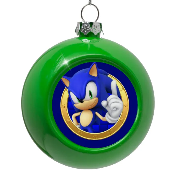 Sonic the hedgehog — Green Christmas tree ornament bauble 8cm