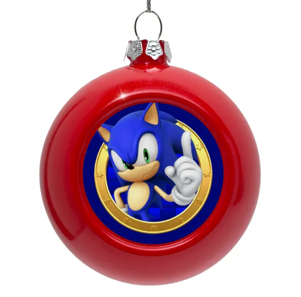 Sonic the hedgehog — Στολίδι Χριστουγεννιάτικη μπάλα δένδρου Κόκκινη 8cm