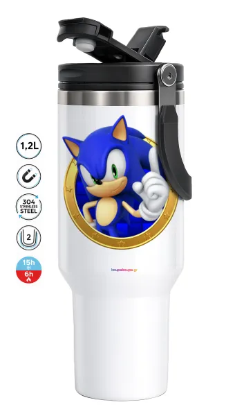 Sonic the hedgehog — Mega Travel Mug / Travel Mug, double walled (thermal) 1.2L