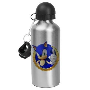 Sonic the hedgehog, Metallic water jug, Silver, aluminum 500ml