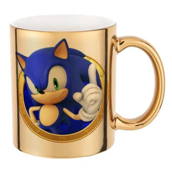 Sonic the hedgehog, Mug ceramic, gold mirror, 330ml
