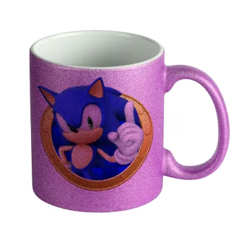 Sonic the hedgehog, Κούπα Μωβ Glitter που γυαλίζει, κεραμική, 330ml