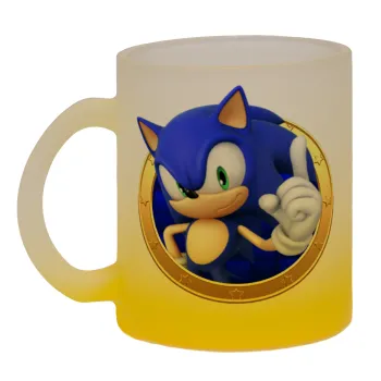 Sonic the hedgehog, Κούπα γυάλινη δίχρωμη με βάση το κίτρινο ματ, 330ml