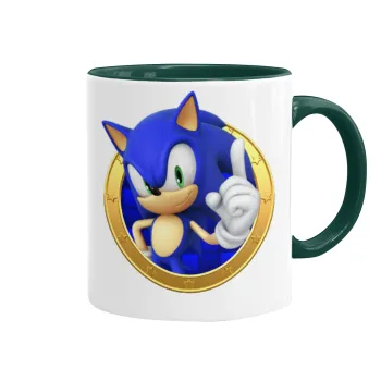 Sonic the hedgehog, Κούπα χρωματιστή πράσινη, κεραμική, 330ml