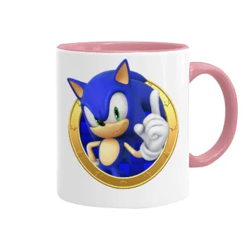 Sonic the hedgehog, Κούπα χρωματιστή ροζ, κεραμική, 330ml
