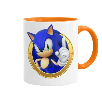 Sonic the hedgehog, Κούπα χρωματιστή πορτοκαλί, κεραμική, 330ml