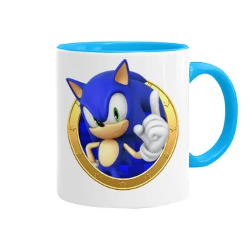 Sonic the hedgehog, Κούπα χρωματιστή γαλάζια, κεραμική, 330ml