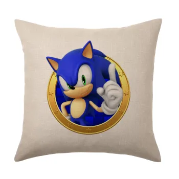 Sonic the hedgehog, Μαξιλάρι καναπέ ΛΙΝΟ 40x40cm περιέχεται το  γέμισμα
