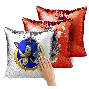 Sonic the hedgehog, Μαξιλάρι καναπέ Μαγικό Κόκκινο με πούλιες 40x40cm περιέχεται το γέμισμα