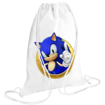 Sonic the hedgehog, Backpack pouch GYMBAG white (28x40cm)