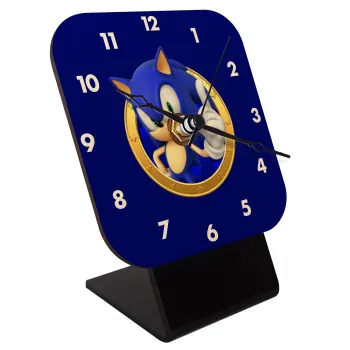 Sonic the hedgehog, Quartz Table clock in natural wood (10cm)
