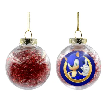 Sonic the hedgehog, Transparent Christmas tree ball ornament with red filling 8cm