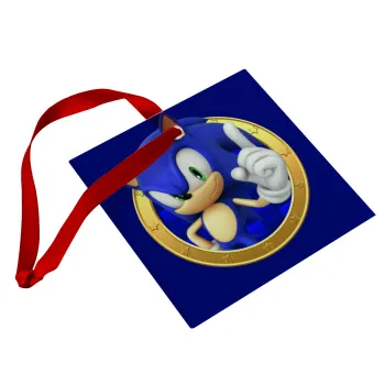 Sonic the hedgehog, Christmas ornament, glass square ornament 9x9cm