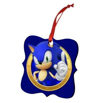 Sonic the hedgehog, Christmas ornament polygon wooden 7.5cm