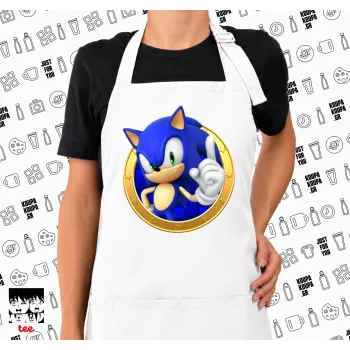 Sonic the hedgehog, Ποδιά μακριά Σεφ ολόσωμη με τσέπες white (ΕΝΗΛΙΚΩΝ)