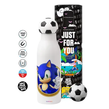 Sonic the hedgehog, Μπάλα ποδοσφαίρου μεταλλικό παγούρι θερμός, διπλού τοιχώματος, 550ml