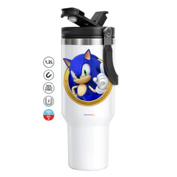 Sonic the hedgehog, Mega Tumbler με καπάκι, διπλού τοιχώματος (θερμό) 1,2L