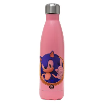 Sonic the hedgehog, Metal mug thermos Pink Mat (Stainless steel), double wall, 500ml