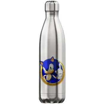 Sonic the hedgehog, Μεταλλικό παγούρι θερμός Inox (Stainless steel), διπλού τοιχώματος, 750ml